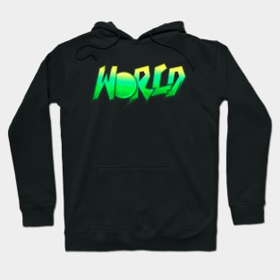 Green "World" graffiti Hoodie